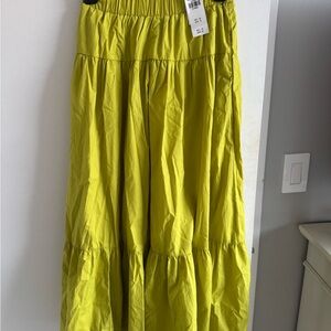 Abercrombie & Fitch Bright Chartreuse Tiered Maxi Skirt